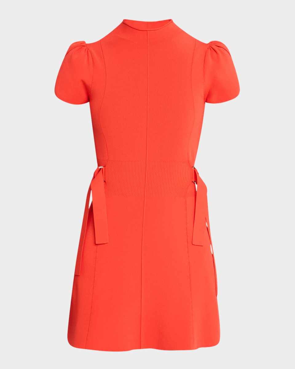 Compact Rib Tulip-Sleeve Mini Dress